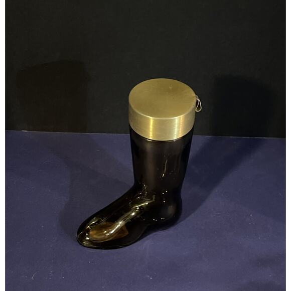 Vintage Avon Leather Cologne Boot Cowboy Empty Amber Glass Bottle - Picture 2 of 7